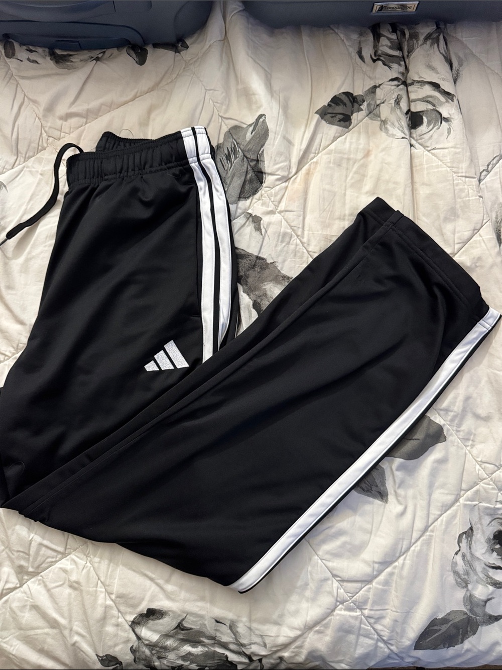 adidas Black Jogger Sweatpants with White Stripes